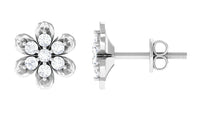 Brilliant Cut Diamond Flower Stud Earrings with Screw Back