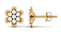 Brilliant Cut Diamond Flower Stud Earrings with Screw Back