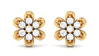 Brilliant Cut Diamond Flower Stud Earrings with Screw Back