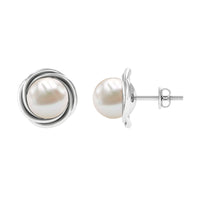 Genuine Freshwater Pearl Swirl Earrings with Screw Back