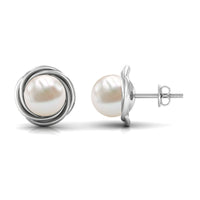 Genuine Freshwater Pearl Swirl Earrings with Screw Back