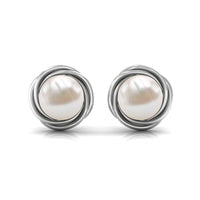 Genuine Freshwater Pearl Swirl Earrings with Screw Back