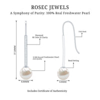 Cultured Freshwater Pearl Diamond Dangle Earrings with Fish Hook