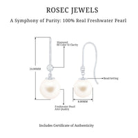 Real Freshwater Pearl Drop Earrings with Diamond