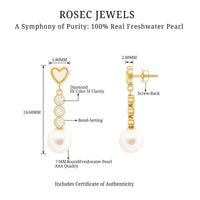 Genuine 6 Carat Freshwater Pearl and Diamond Dangle Earrings