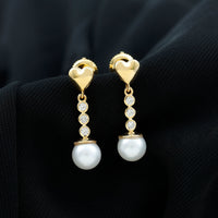 Genuine 6 Carat Freshwater Pearl and Diamond Dangle Earrings