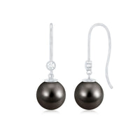 16 Carat Tahitian Black Pearl Dangling Earrings with Diamond