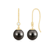 16 Carat Tahitian Black Pearl Dangling Earrings with Diamond