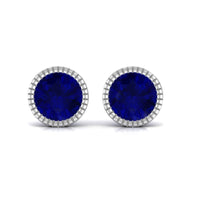 5 MM Round Blue Sapphire Solitaire Stud Earrings in Bezel Setting