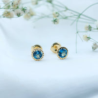 Genuine London Blue Topaz Martini Stud Earrings