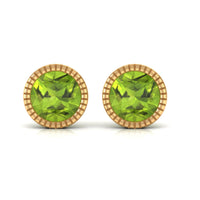 Round Peridot Solitaire Stud Earrings in Bezel Setting