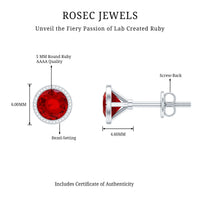 Round Cut Lab Created Ruby Martini Stud Earrings