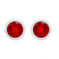 Round Cut Lab Created Ruby Martini Stud Earrings