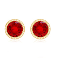 Round Cut Lab Created Ruby Martini Stud Earrings