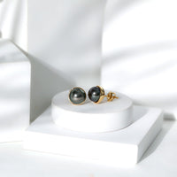 16 Carat Genuine Tahitian Black Pearl Stud Earring With Certificate