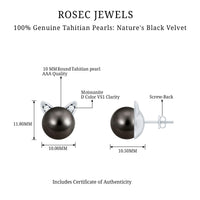 Natural black pearl Hello Kitty earrings by Rosec Jewels featuring a charming Hello Kitty design and certificate of authenticity.