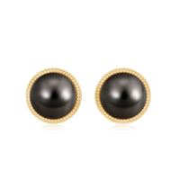 8MM Tahitian Black Pearl Solitaire Stud Earrings with Beaded Detail