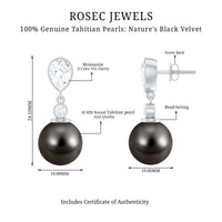 Certified 15 Carat Cultured Tahitian Black Drop Earrings for Women