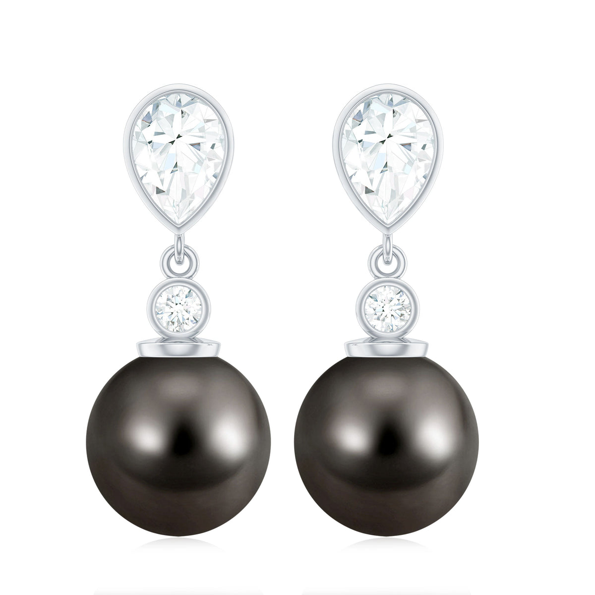 Certified 15 Carat Cultured Tahitian Black Drop Earrings for Women