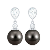 Certified 15 Carat Cultured Tahitian Black Drop Earrings for Women