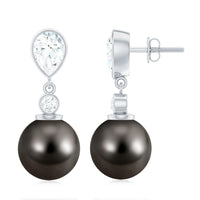 Certified 15 Carat Cultured Tahitian Black Drop Earrings for Women