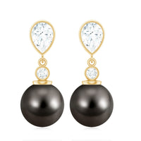 Certified 15 Carat Cultured Tahitian Black Drop Earrings for Women