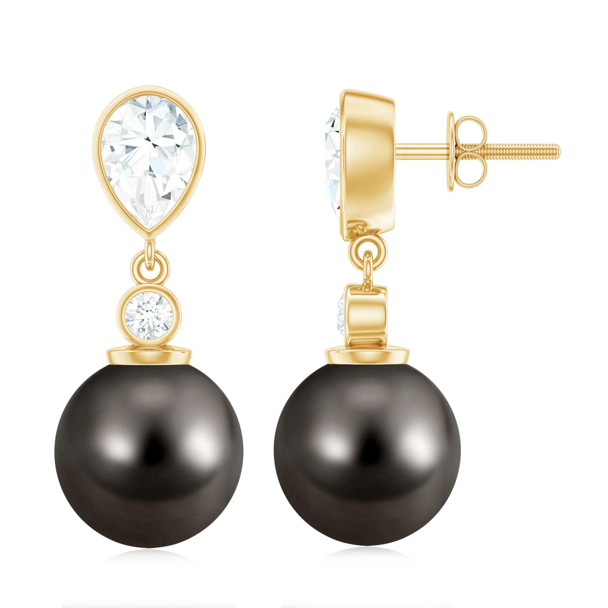 Certified 15 Carat Cultured Tahitian Black Drop Earrings for Women