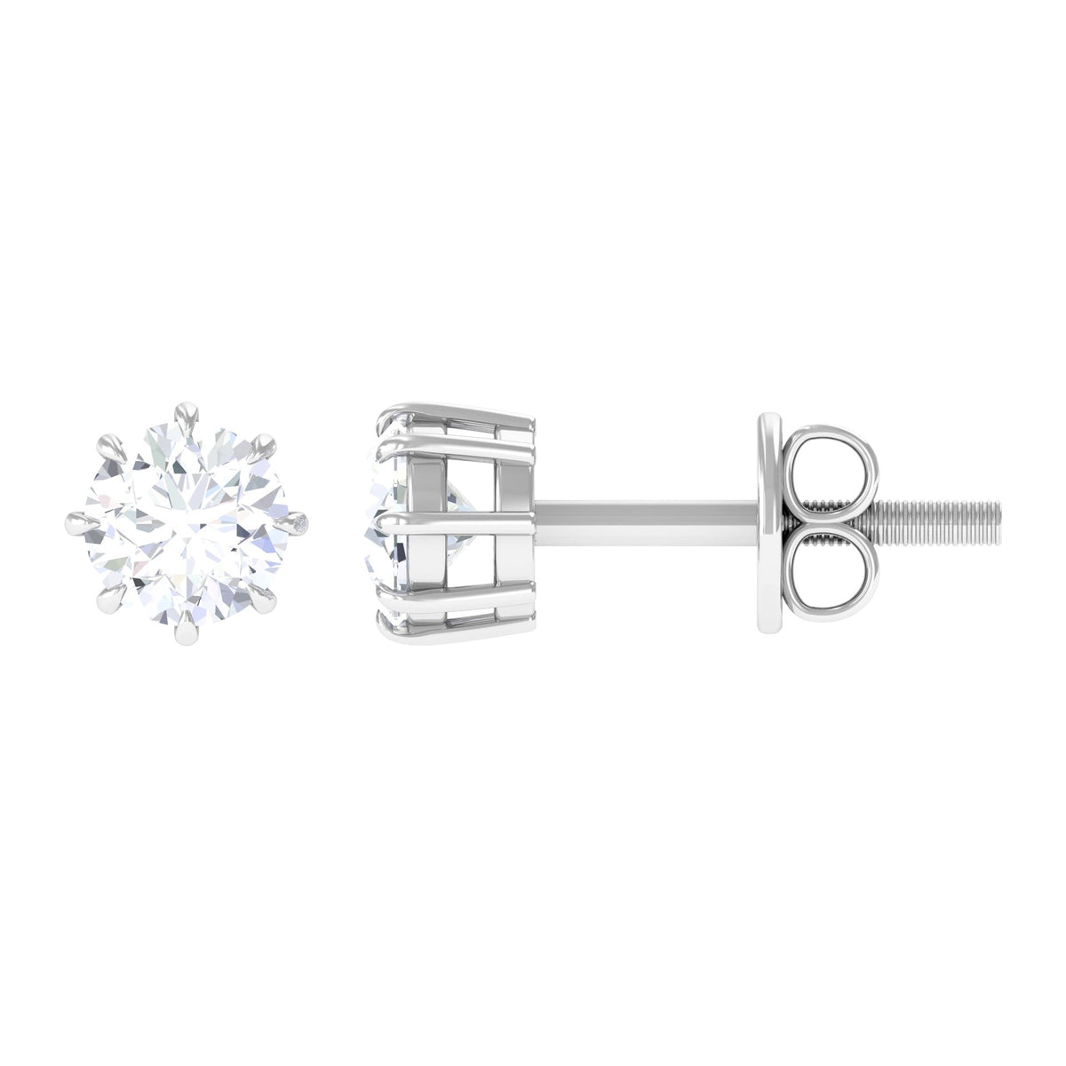 Natural 0.5 carat diamond solitaire stud earrings in 8 prong setting by Rosec Jewels, showcasing elegant diamond studs.