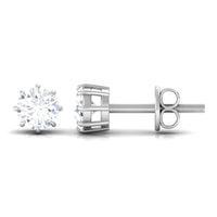 Natural diamond solitaire stud earrings in 0.5 carat size with 8 claw prong setting, showcased by Rosec Jewels.