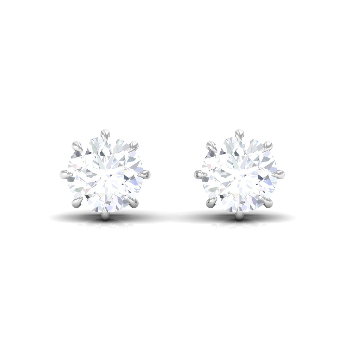 Natural 0.5 carat diamond solitaire stud earrings in 8-prong setting by Rosec Jewels, showcasing sparkling diamonds on polished metal.