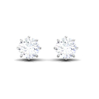 Natural 0.5 carat diamond solitaire stud earrings in 8-prong setting by Rosec Jewels, showcasing sparkling diamonds on polished metal.