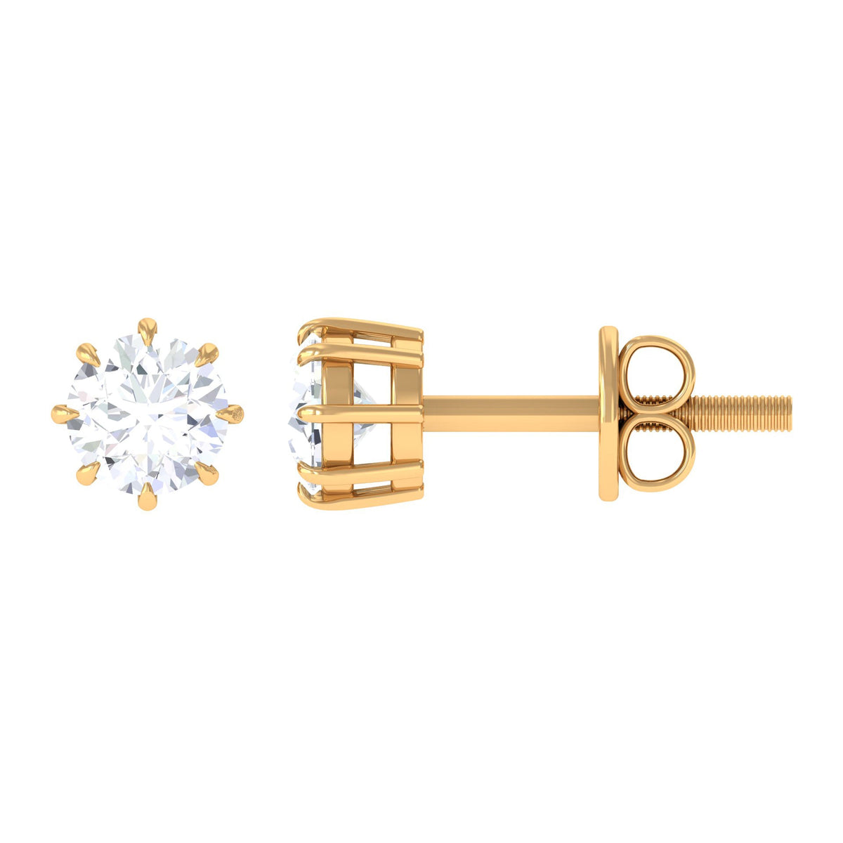 1/2 Carat natural diamond solitaire stud earrings in 8 claw prong setting by Rosec Jewels, showcasing elegant and sparkling jewelry.