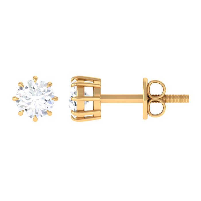 1/2 Carat natural diamond solitaire stud earrings in 8 claw prong setting by Rosec Jewels, showcasing elegant and sparkling jewelry.