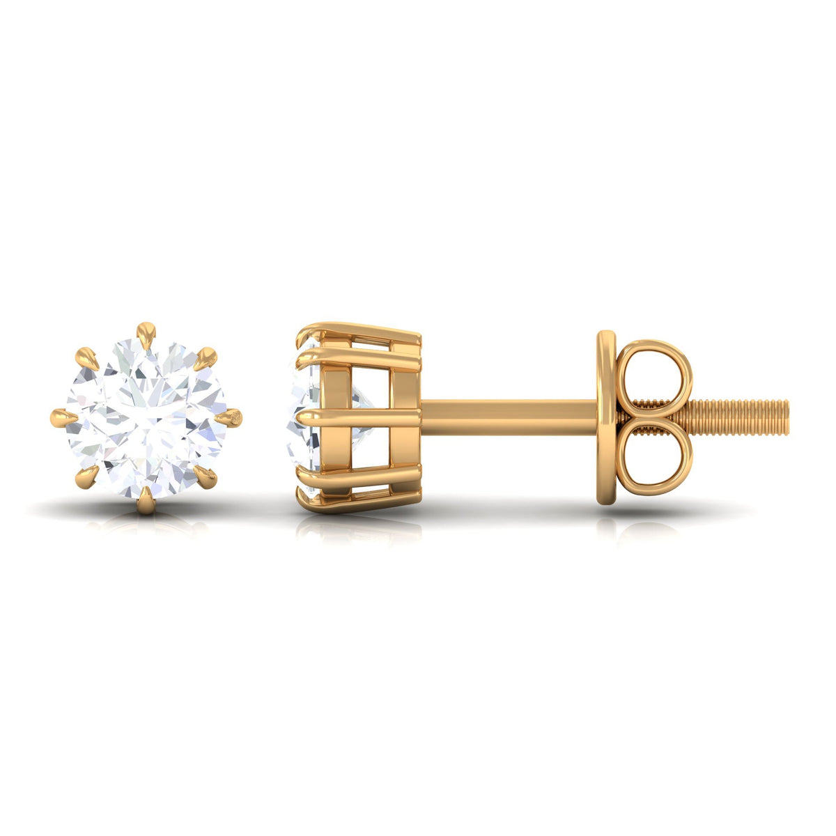 Natural 0.5 carat diamond solitaire stud earrings in 8 claw prong setting by Rosec Jewels, showcasing elegant sparkling diamond studs.
