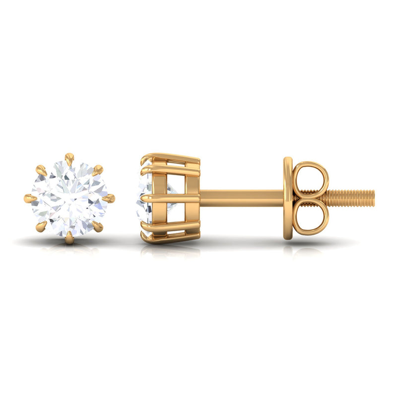 Natural 0.5 carat diamond solitaire stud earrings in 8 claw prong setting by Rosec Jewels, showcasing elegant sparkling diamond studs.