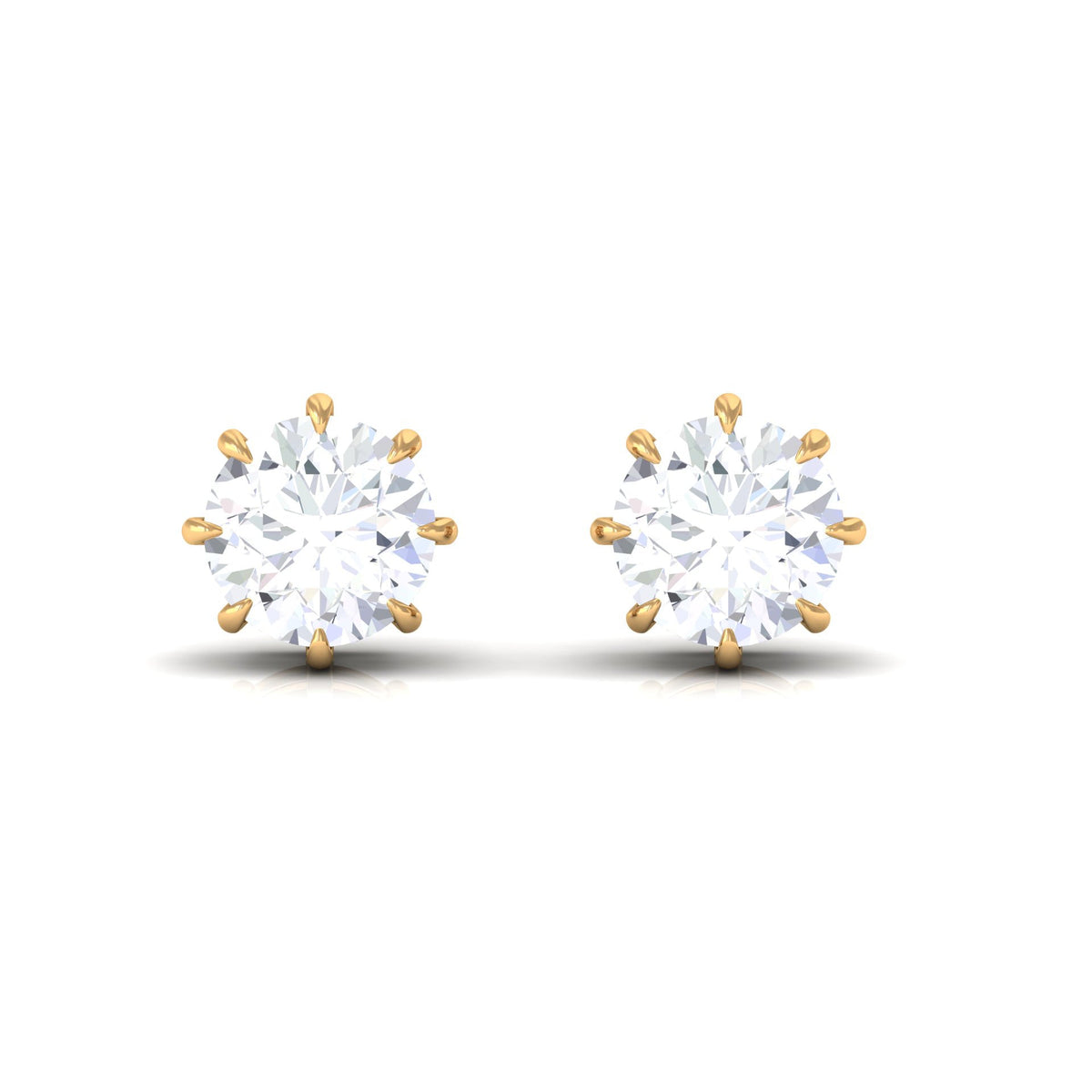 Natural 0.5 carat diamond solitaire stud earrings in 8-claw prong setting by Rosec Jewels, showcasing elegant diamond sparkle.