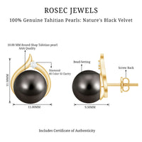 Cultured 16 Carat Tahitian Pearl Bridal Stud Earrings with Diamond