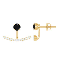 1 Carat Black Spinel Jacket Earrings with Diamond Stones