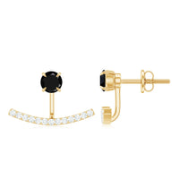1 Carat Black Spinel Jacket Earrings with Diamond Stones
