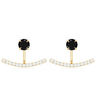 1 Carat Black Spinel Jacket Earrings with Diamond Stones