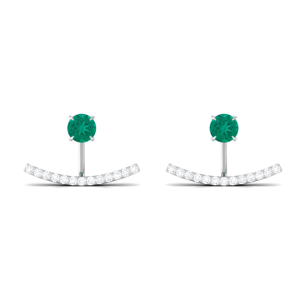 1 CT Classic Emerald and Diamond Jacket Earrings