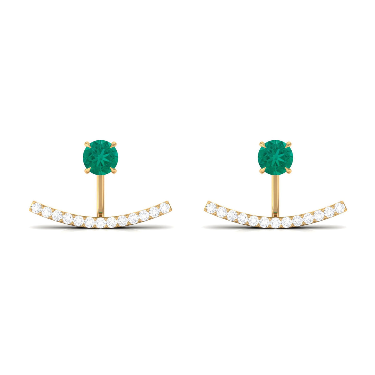 1 CT Classic Emerald and Diamond Jacket Earrings