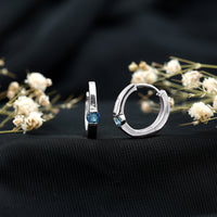 Minimal Blue Sapphire Hinged Hoop Earrings