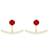 1 CT Lab Grown Ruby and Diamond Classic Jacket Earrings