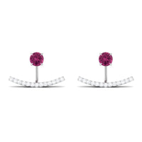Classic Pink Tourmaline Jacket Earrings with Diamond