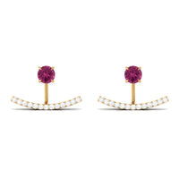 Classic Pink Tourmaline Jacket Earrings with Diamond