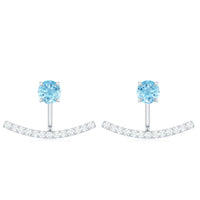 Natural Aquamarine Diamond Jacket Earrings with Screw Back