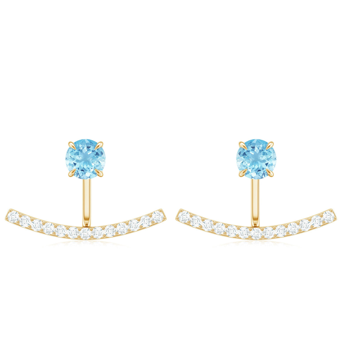 Natural Aquamarine Diamond Jacket Earrings with Screw Back