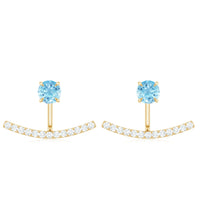 Natural Aquamarine Diamond Jacket Earrings with Screw Back
