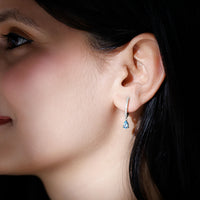Aquamarine and Diamond Hoop Drop Earrings